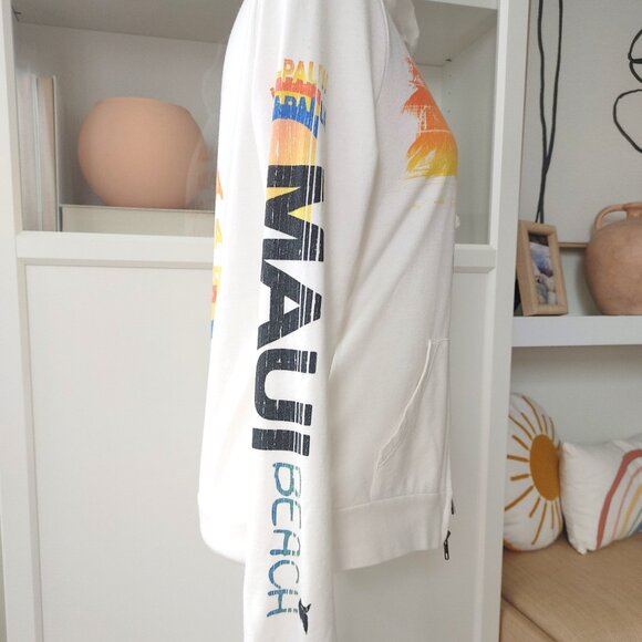 FOREVER21 Maui Beach Rainbow Zip Up Hoodie - Size Large - Picture 3 of 6